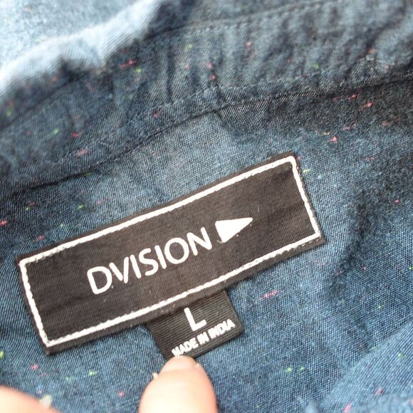 Navy Short Sleeve Shirt Youth Boys L Button Up Casual Preppy Solid Basic DVISION - Picture 6 of 11